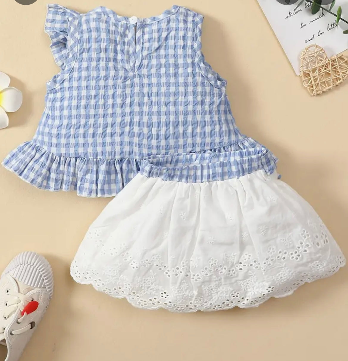 Blue Check Ruffle Baby 2 Piece Set 9-12mo