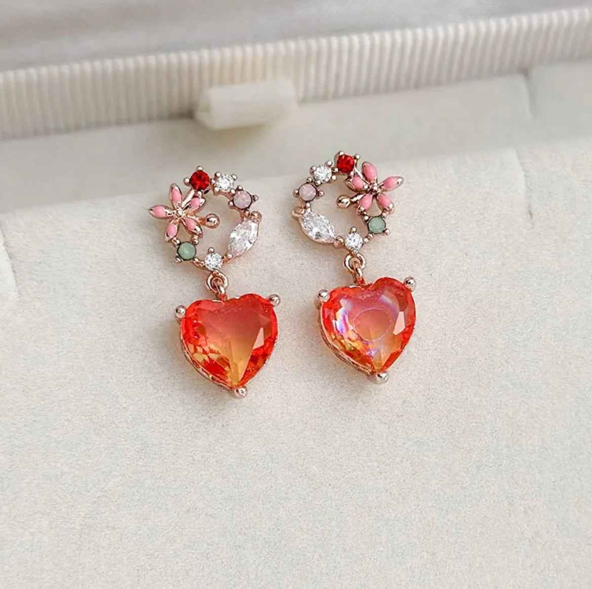 Exquisite Floral Heart Earrings