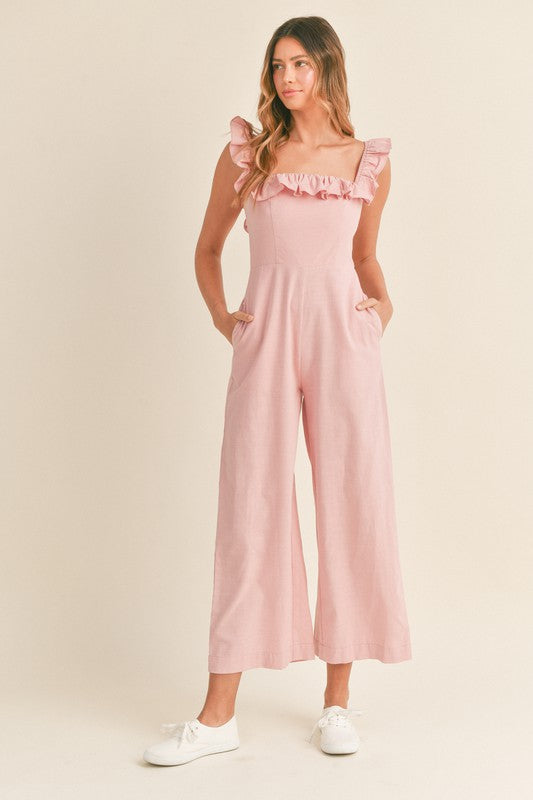 Bailey Ruffle Pink Jumpsuit - Jumpsuits & Rompers - essecoco