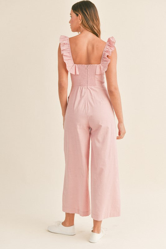 Bailey Ruffle Pink Jumpsuit - Jumpsuits & Rompers - essecoco