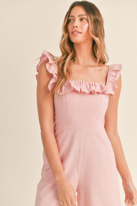 Bailey Ruffle Pink Jumpsuit - Jumpsuits & Rompers - essecoco