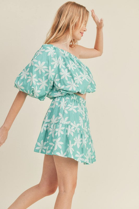 Genny One Shoulder Top & Skirt Set - Dress Sets - essecoco