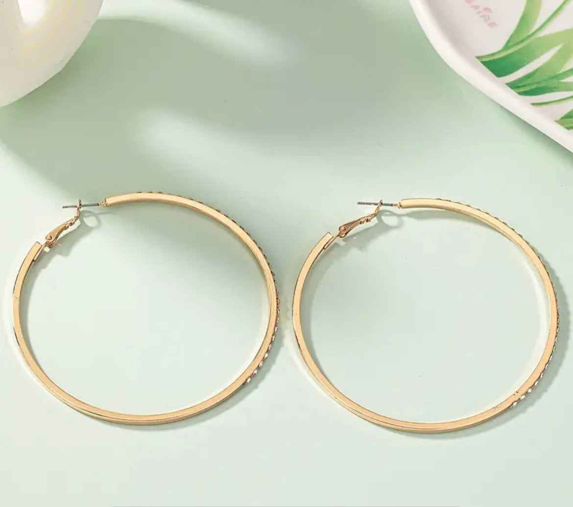 18K Plated Luxury Rhinestone Hoop Earrings