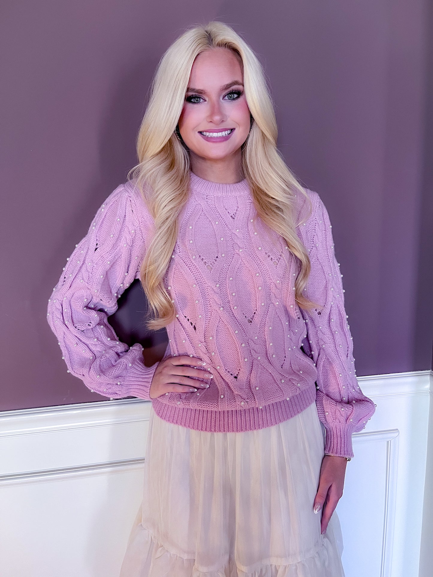 Elise Pearl Embellished Sweater - Sweater Set - essecoco