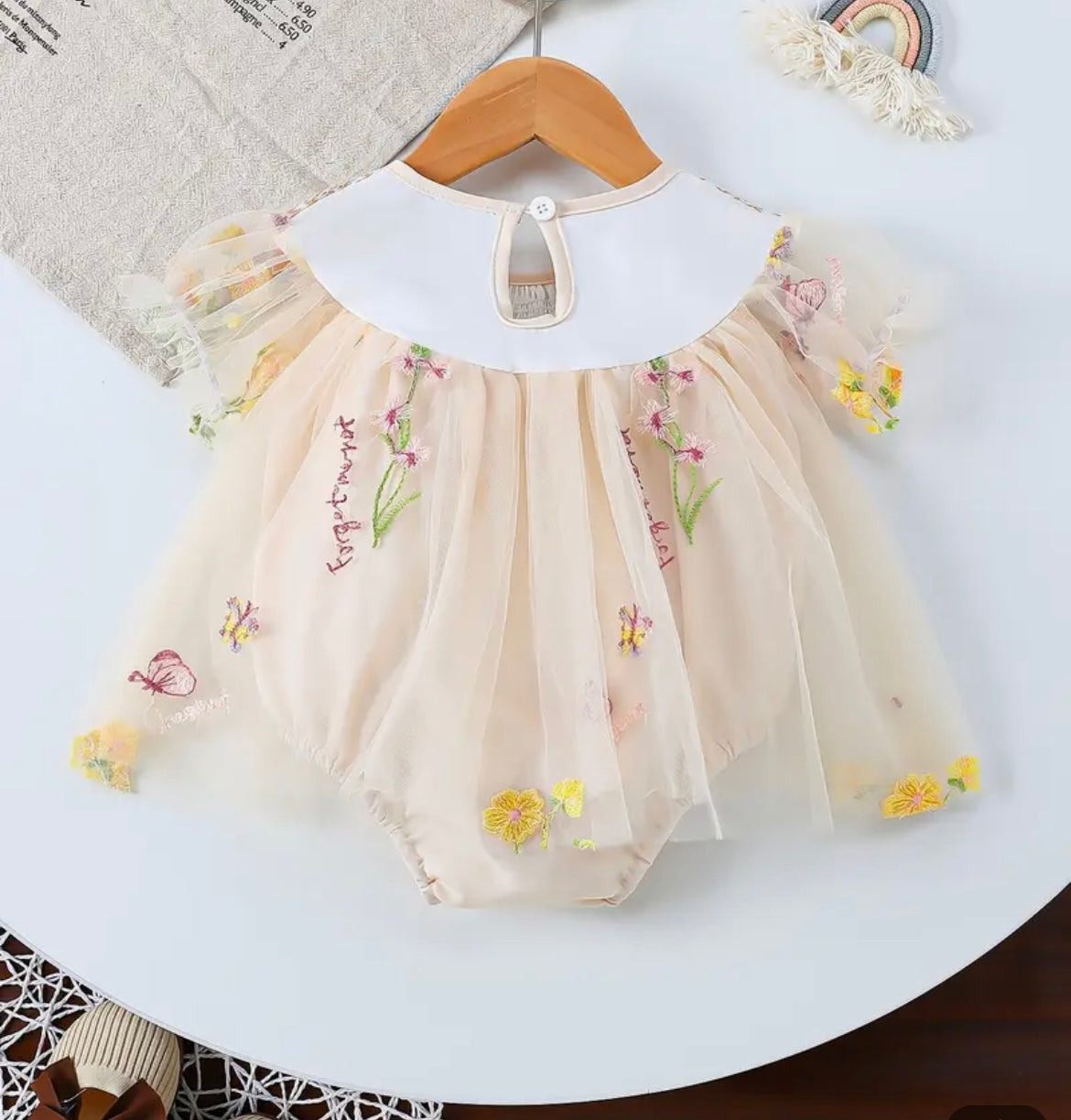 Floral Embroidered Mesh Baby Dress