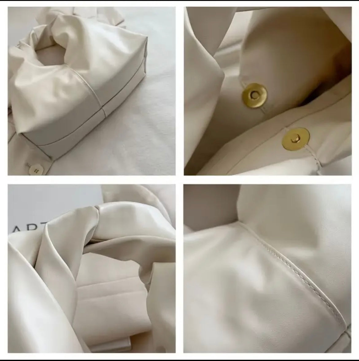 Trendy Cloud Ivory Pleated Shoulder Bag