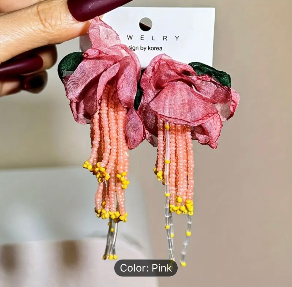 Boho Chic Floral Beaded Earrings