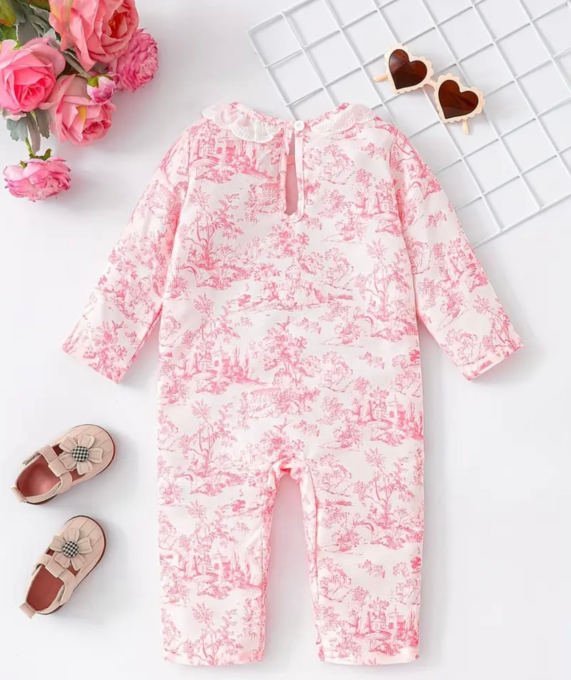 Pink Toile Baby Onsies 3-6mo