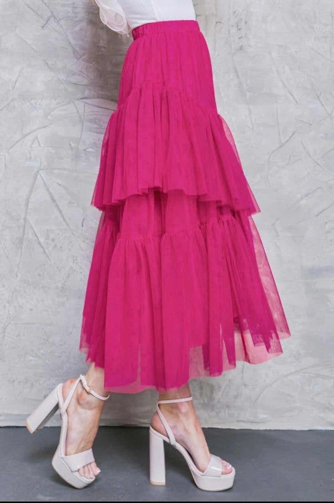 Calista Fuchsia Tulle Skirt - Tulle Skirt - essecoco