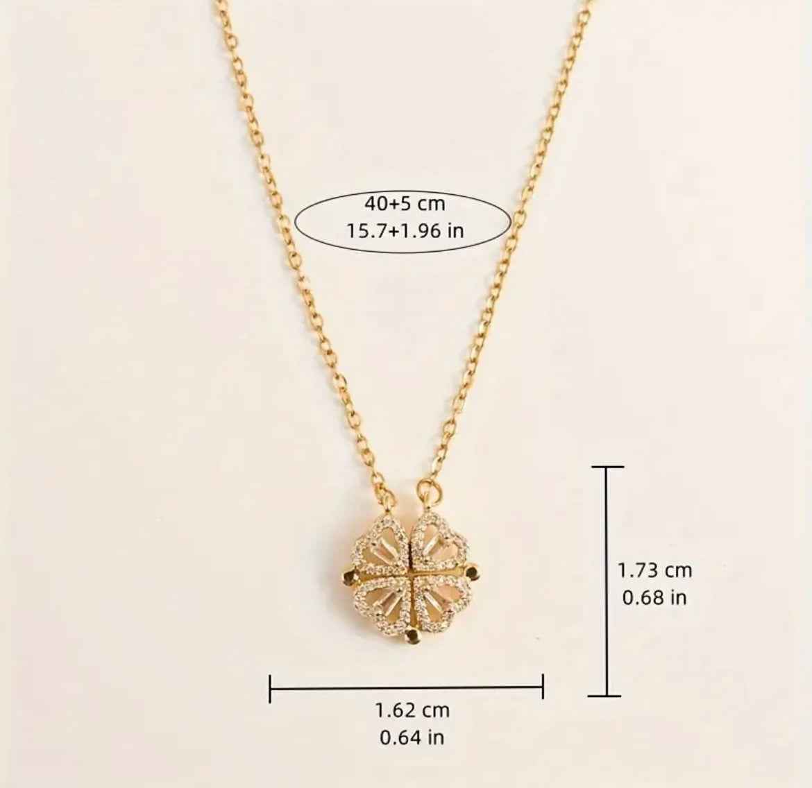 Gold Exquisite CZ Four-Leaf Pendant Necklace