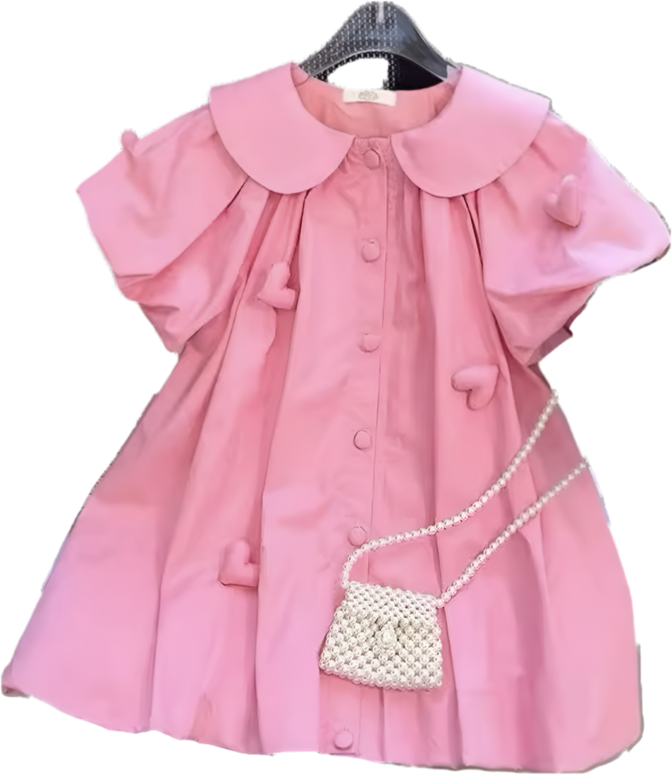 Puffy Pink Hearts Kids Dress