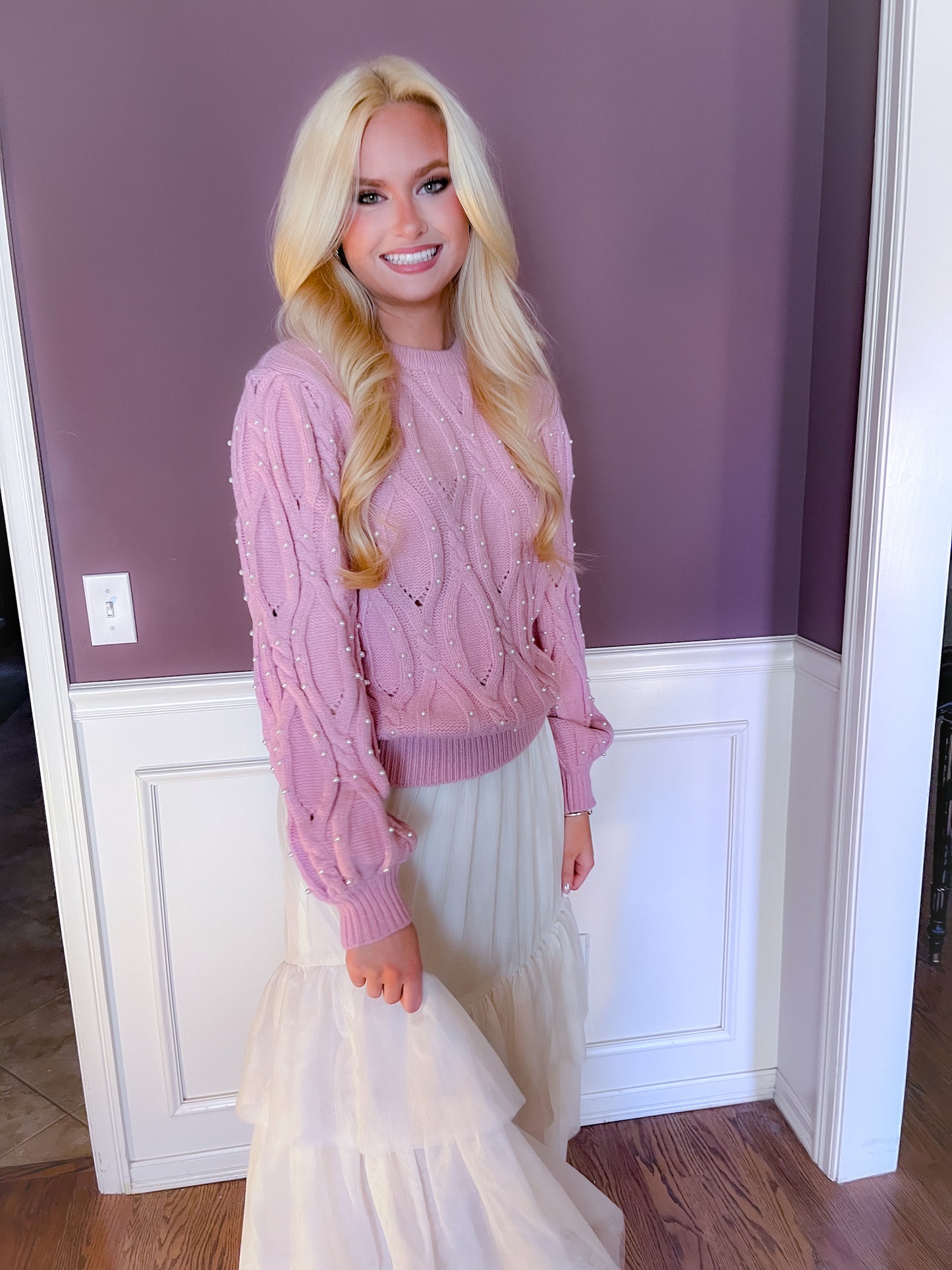 Elise Pearl Embellished Sweater - Sweater Set - essecoco