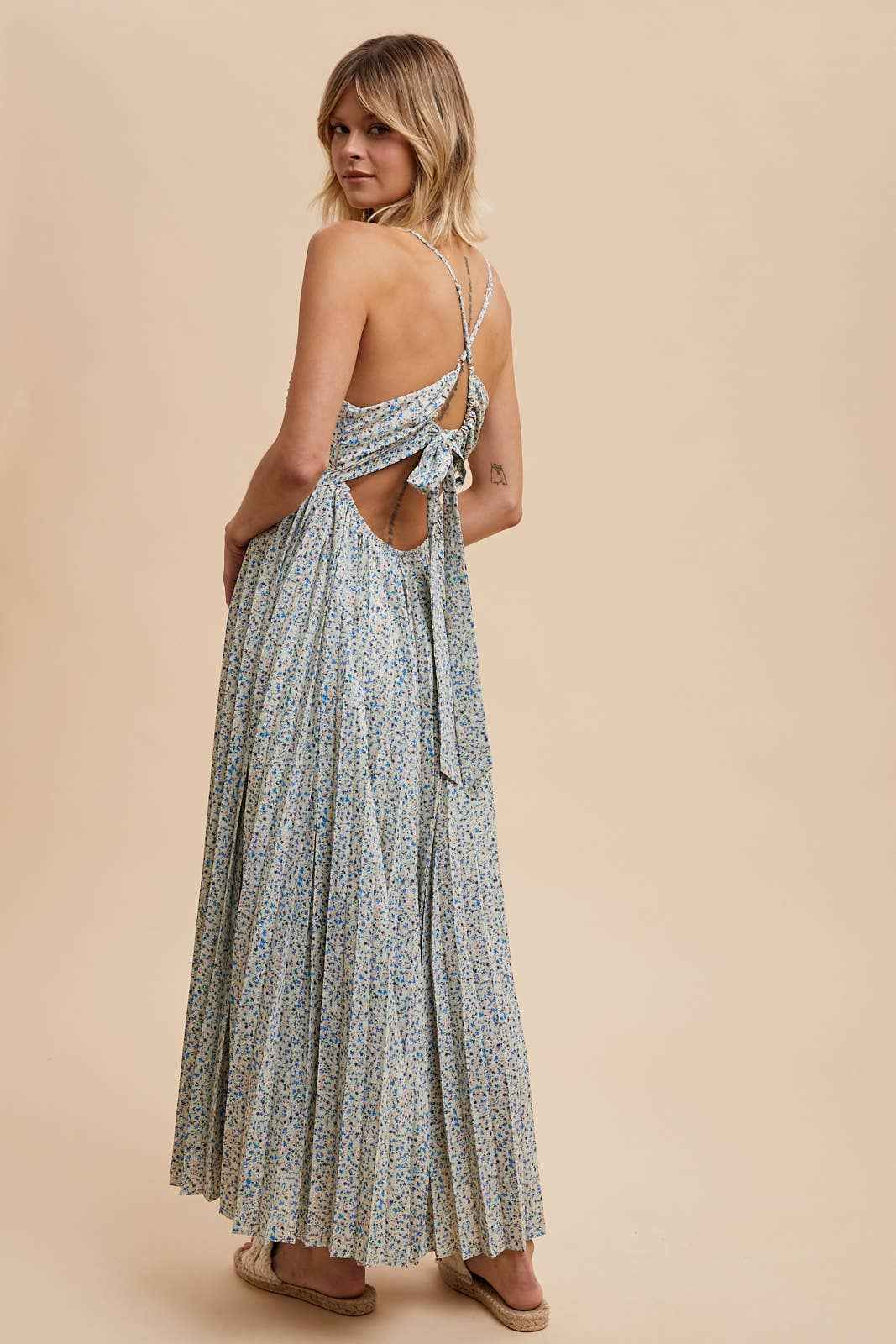 Calani Pleated Floral Maxi Dress