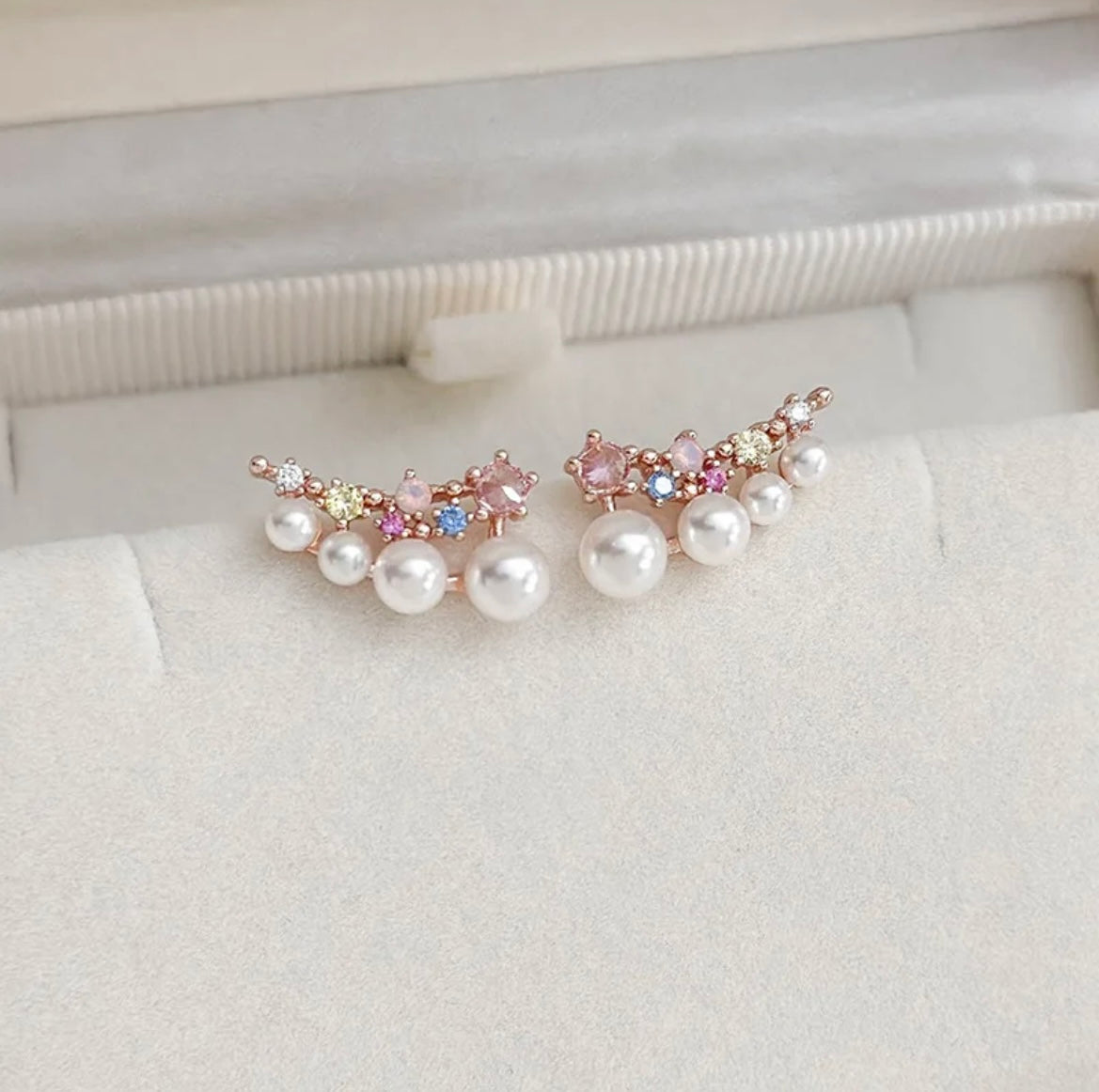 Exquisite Dainty Pearl Climbers Earrings -  - essecoco
