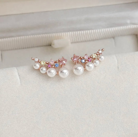Exquisite Dainty Pearl Climbers Earrings -  - essecoco