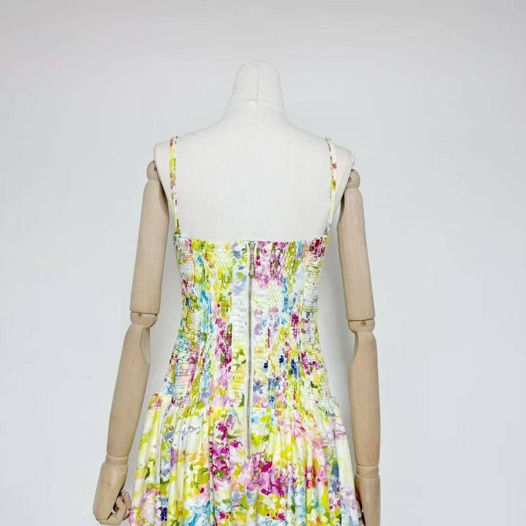 Ava Strapless Watercolor Printed High Slit Maxi Dress for Women