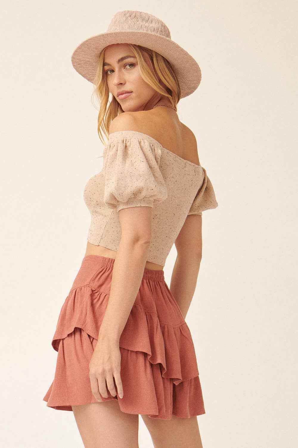 Addy Speckled Rib Crop Sweater