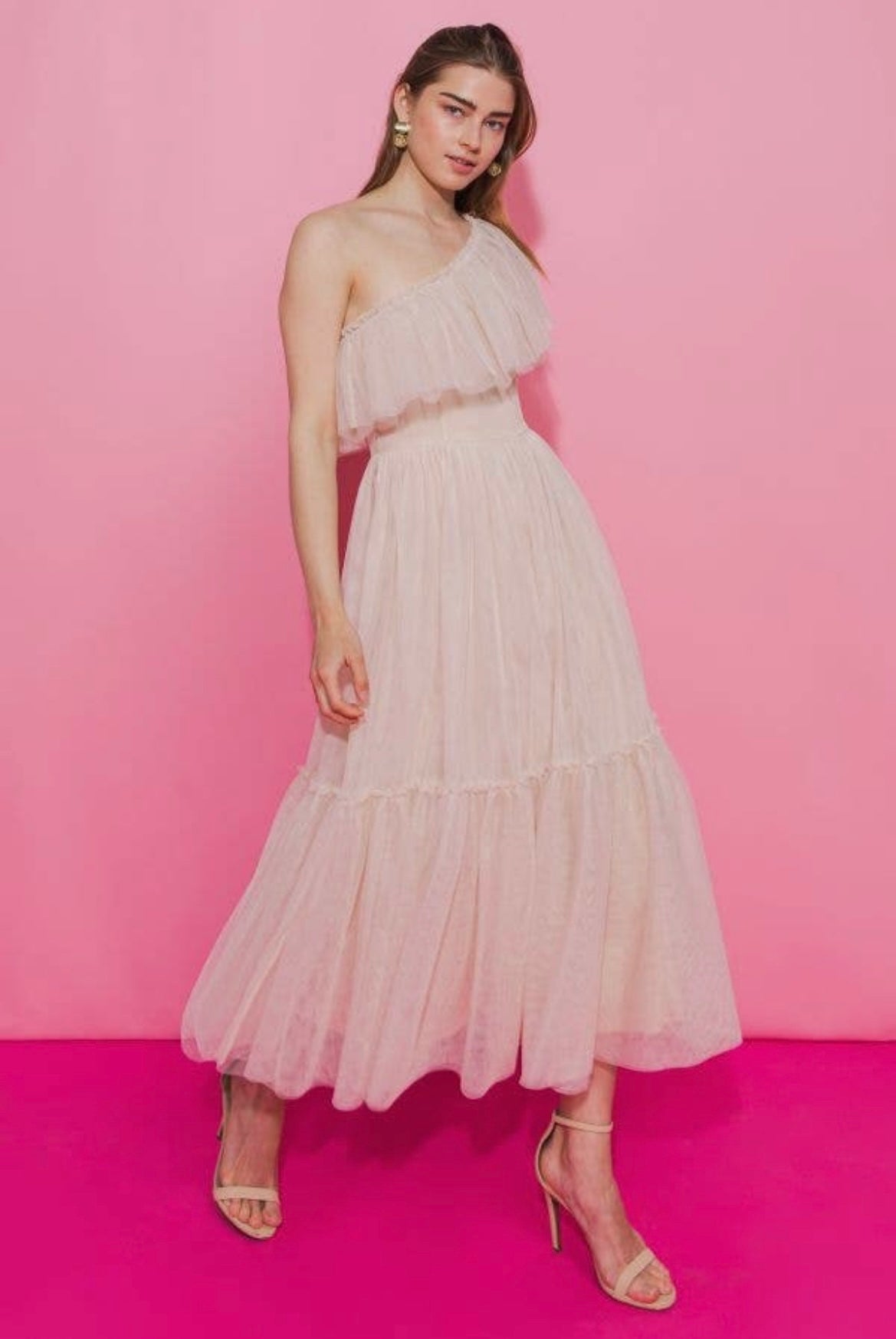 Calla One Shoulder Tulle Dress - Tulle Dress - essecoco