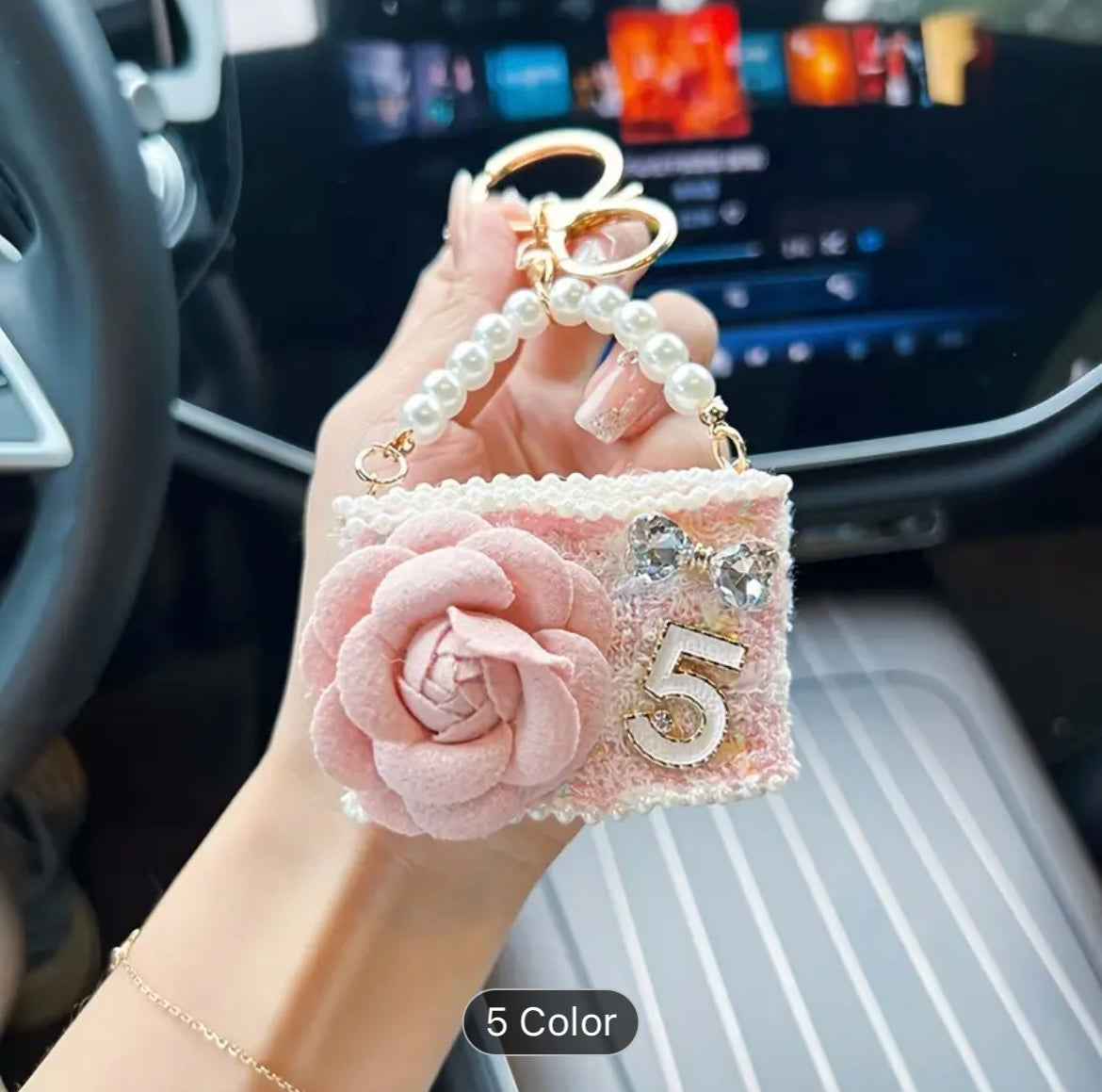 Camellia Flower Mini Bag Keychain - - essecoco