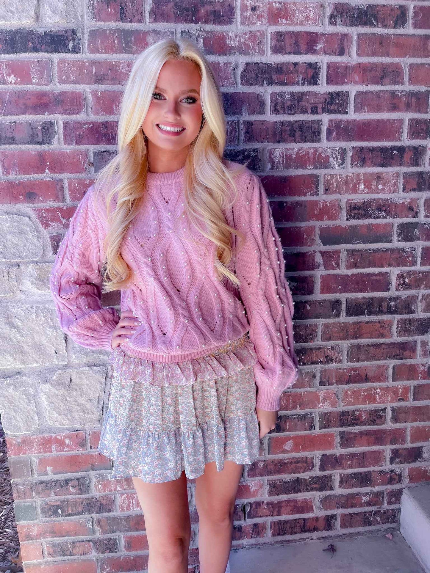Elise Pearl Embellished Sweater