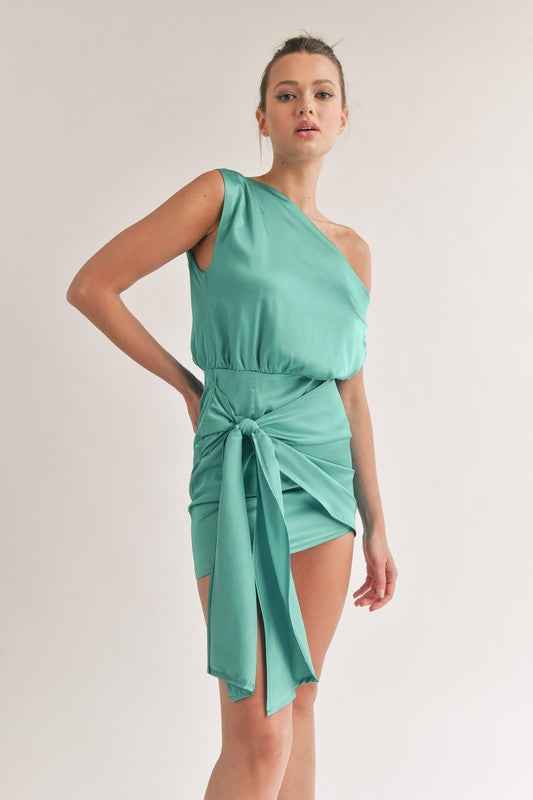 Alexia Asymmetrical One Shoulder Wrap Dress