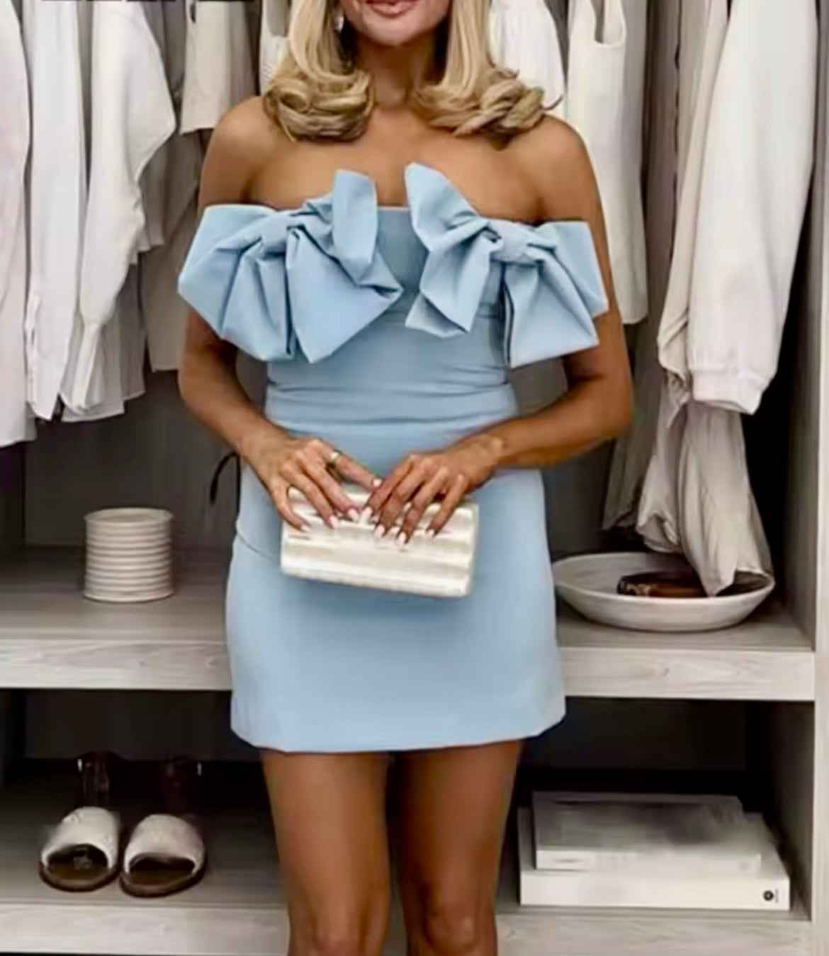 Ally Blue Double Bow Dress