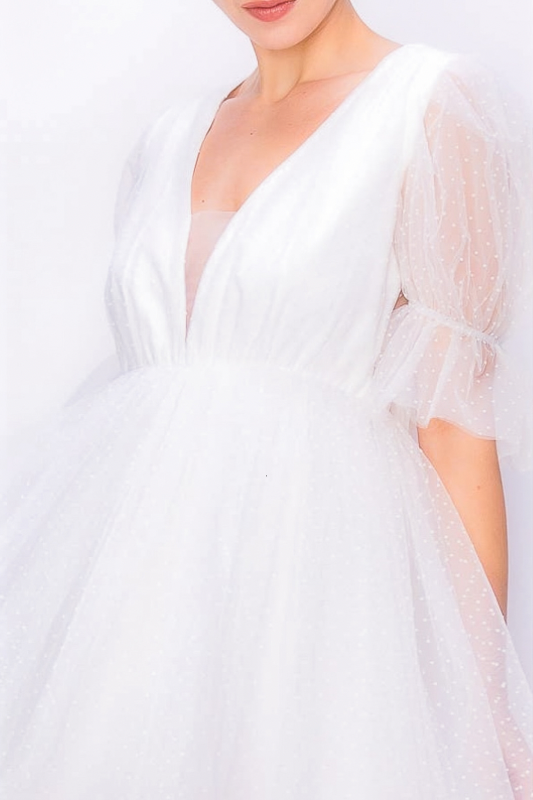 Amelia White Tulle Dress - Dresses - essecoco