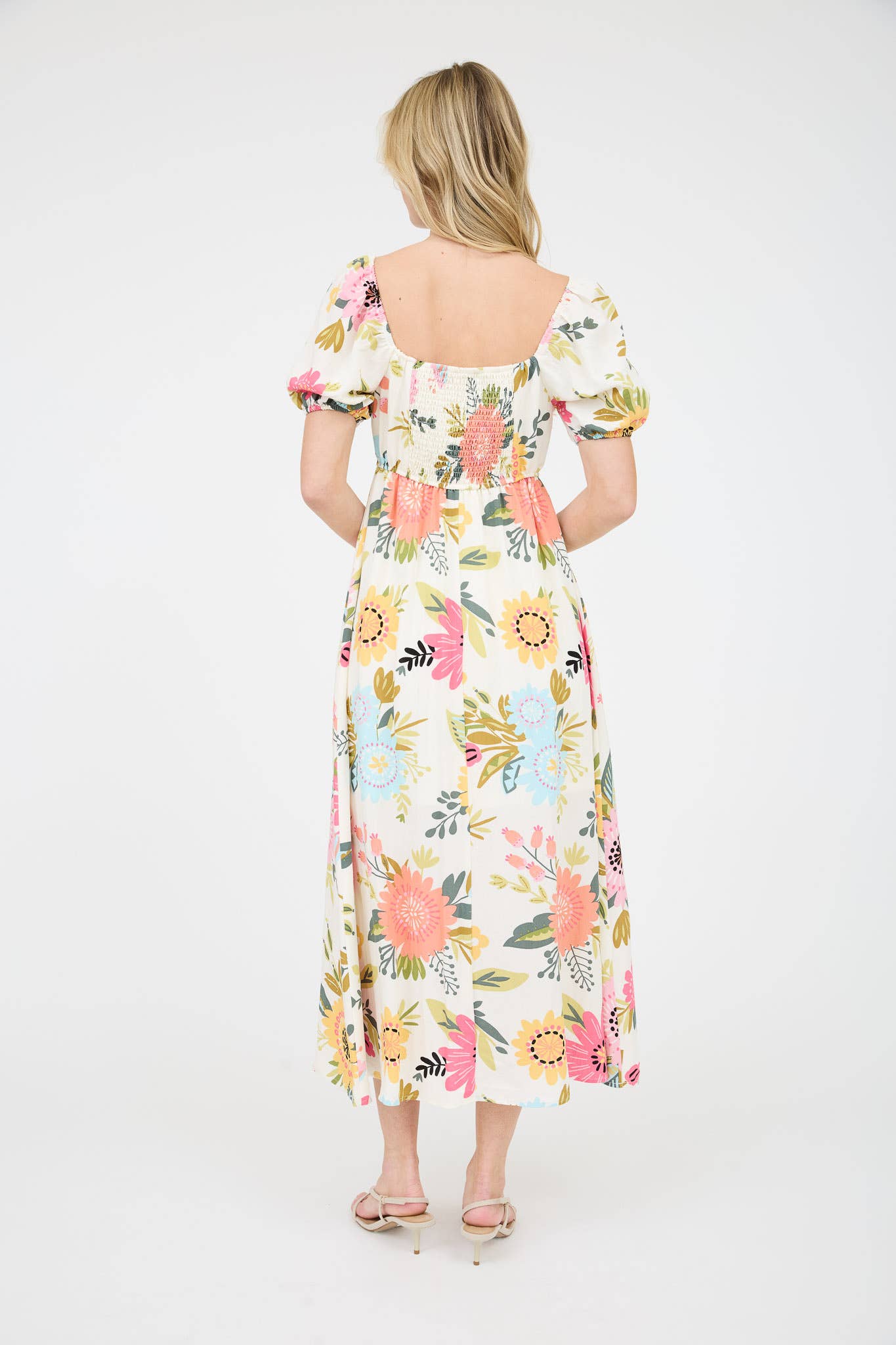 Arcadia Floral Print Puff Sleeve Dress