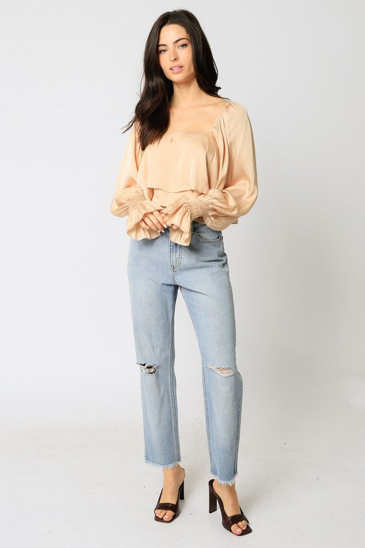 Aria Bell Sleeve Top - Crop Top - essecoco