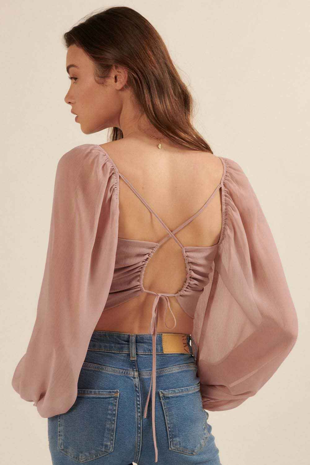 Ashley Sweetheart Puff Sleeve Blouse