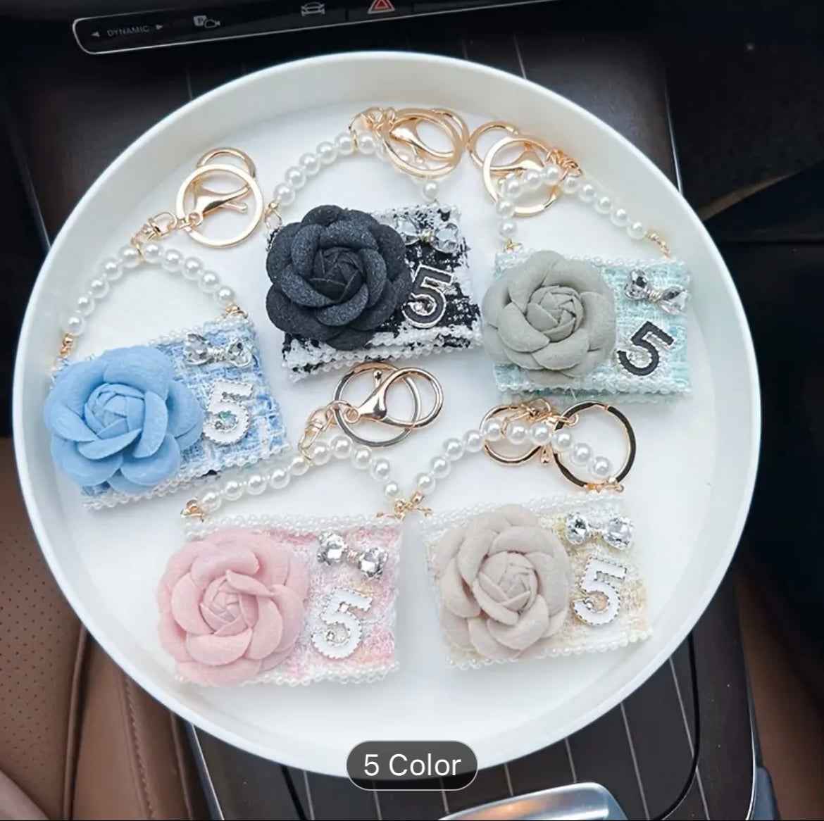 Camellia Flower Mini Bag Keychain