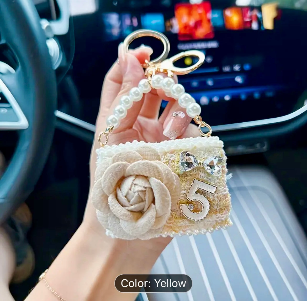 Camellia Flower Mini Bag Keychain - - essecoco