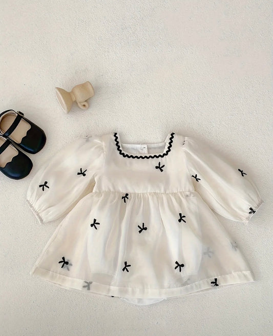 Small Bow Details Baby Dress 12-18mo