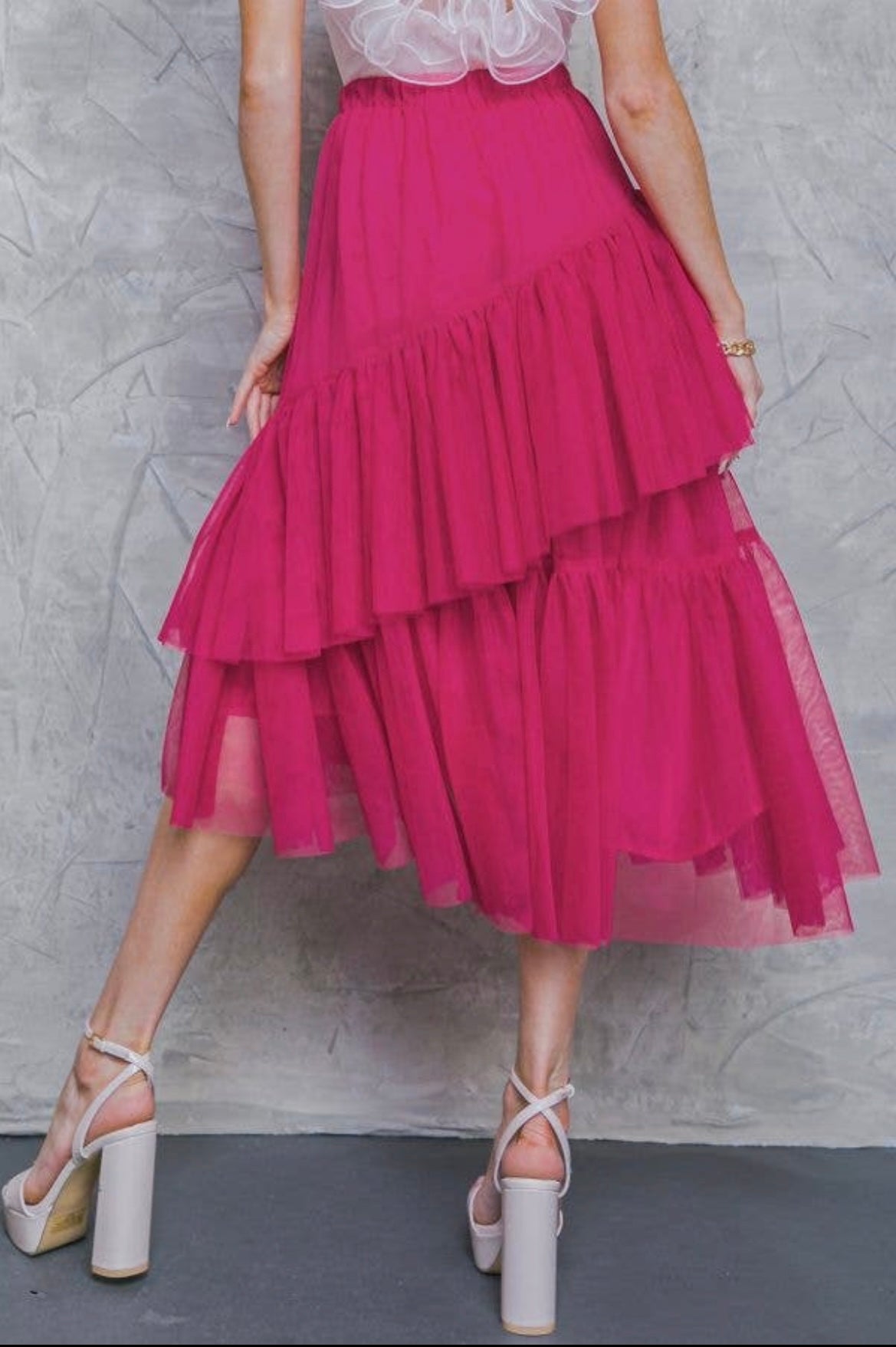 Calista Fuchsia Tulle Skirt - Tulle Skirt - essecoco