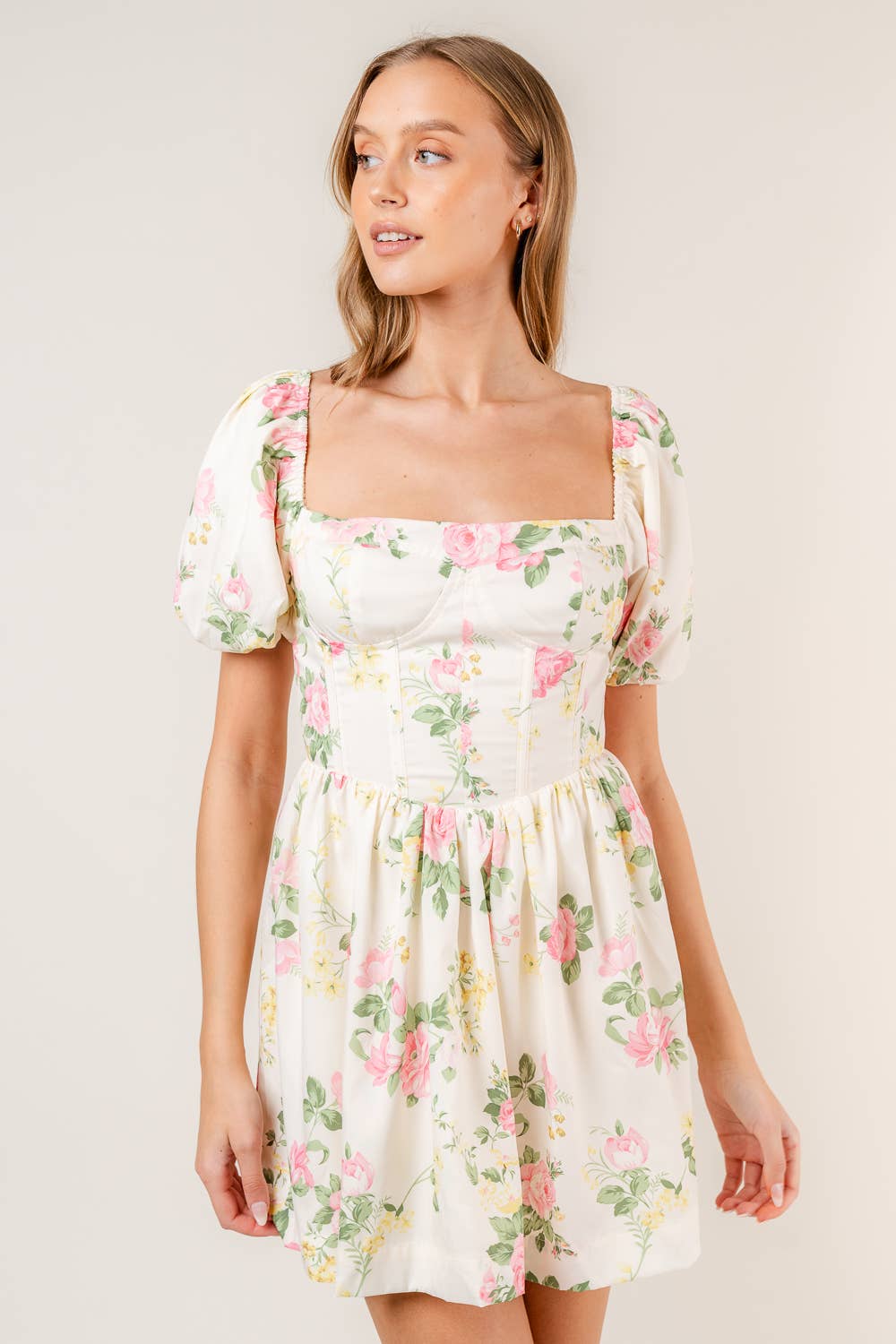 Coco Coquette Fit & Flare Puff Sleeve Dress - - essecoco