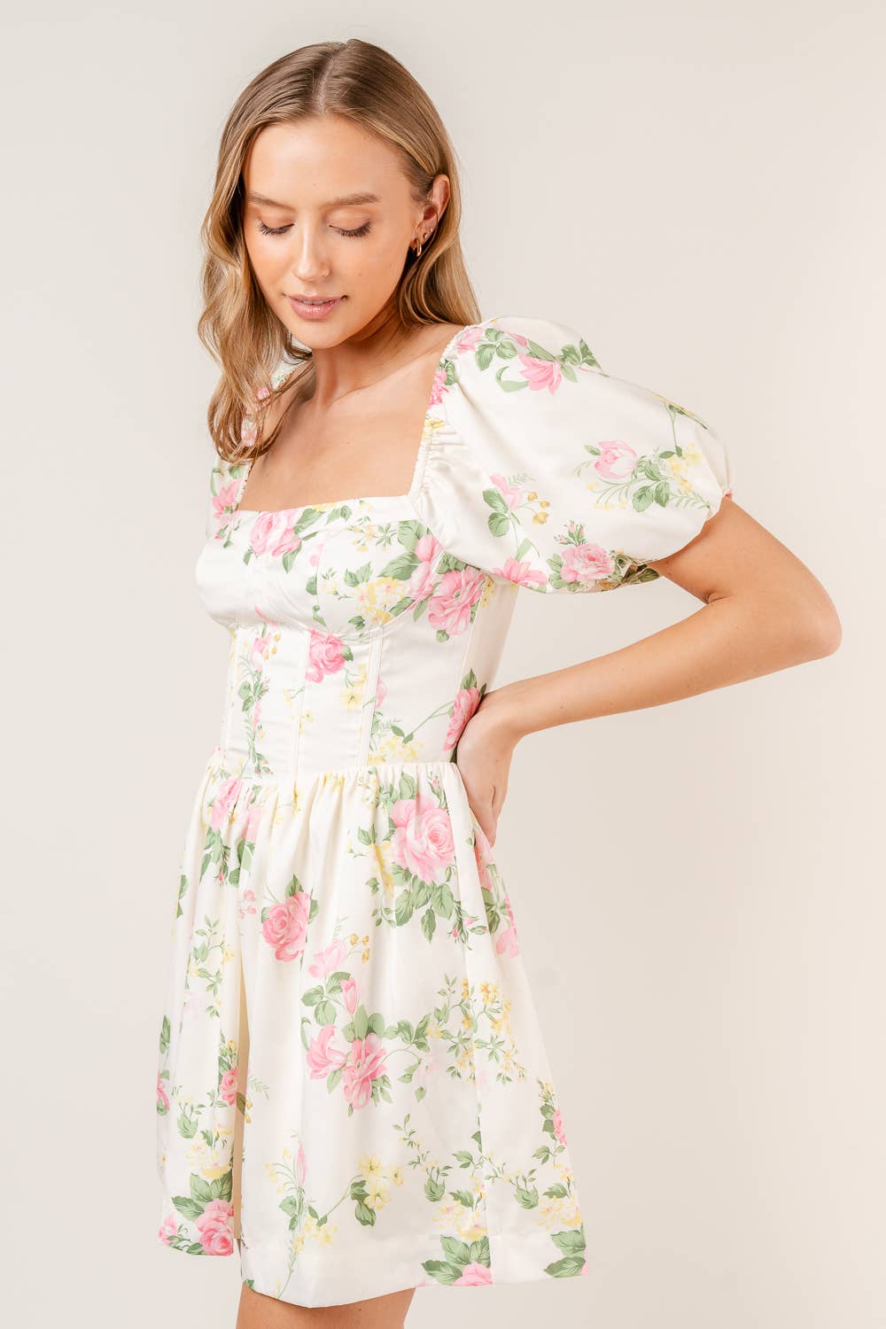 Coco Coquette Fit & Flare Puff Sleeve Dress - - essecoco
