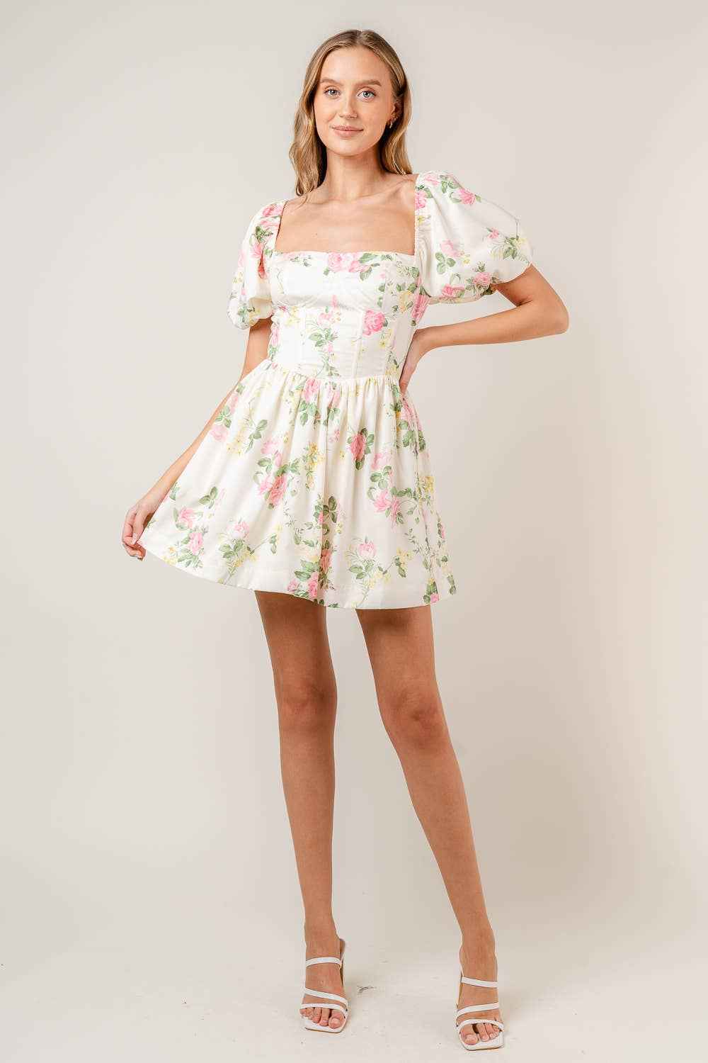 Coco Coquette Fit & Flare Puff Sleeve Dress