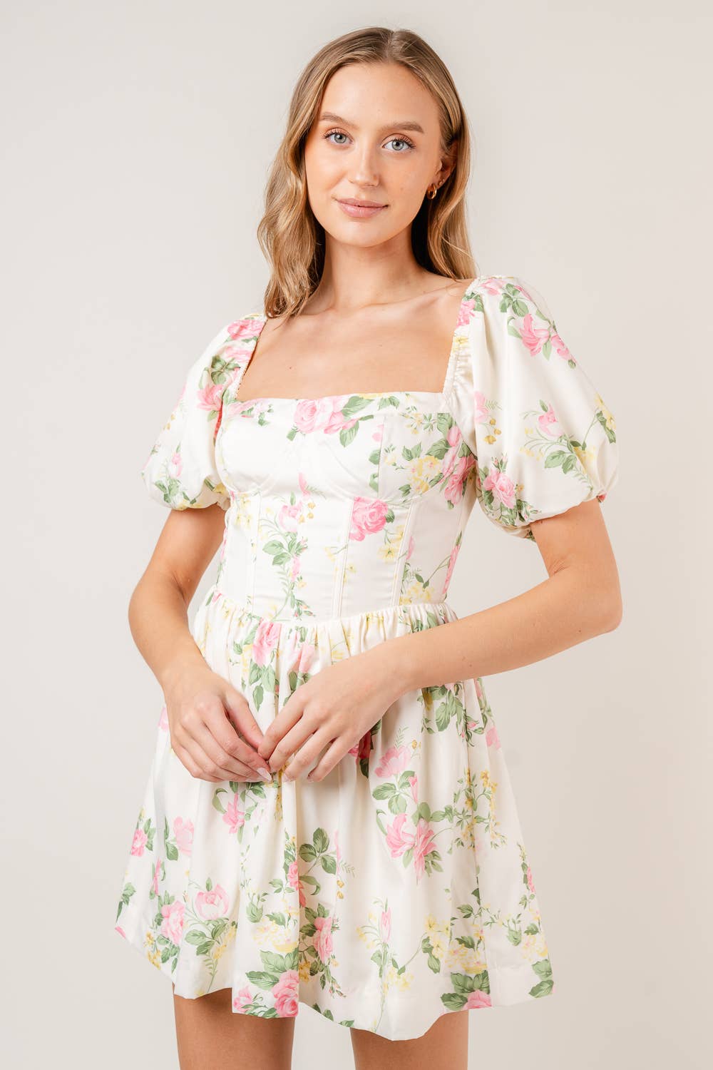 Coco Coquette Fit & Flare Puff Sleeve Dress - - essecoco