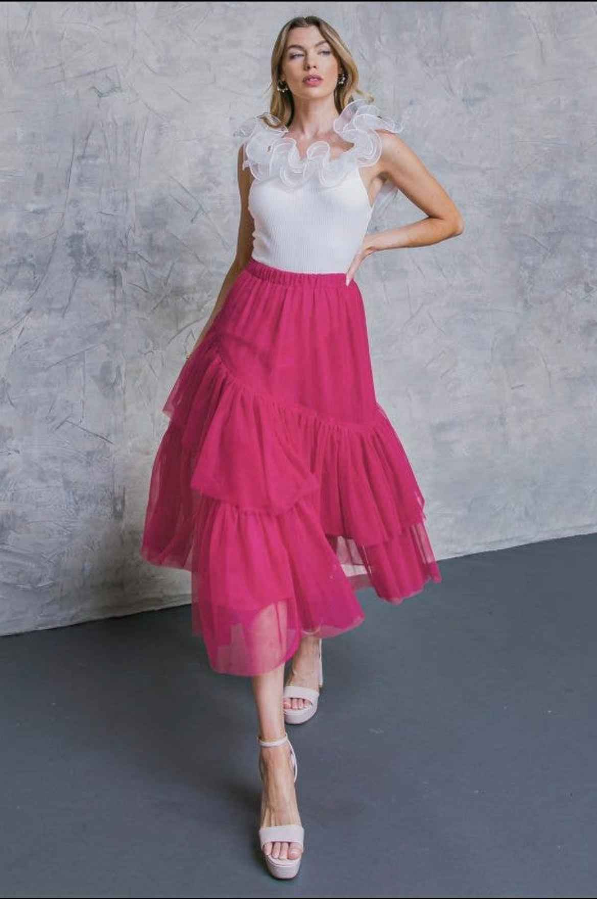 Calista Fuchsia Tulle Skirt