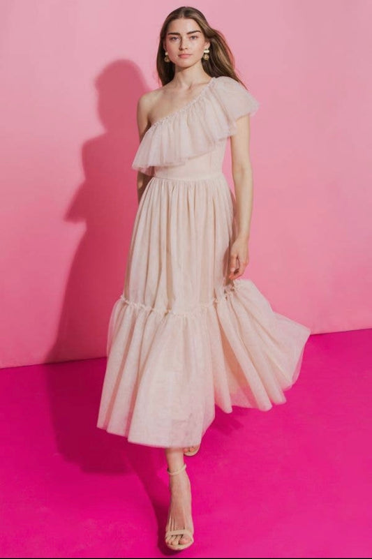 Calla One Shoulder Tulle Dress - Tulle Dress - essecoco