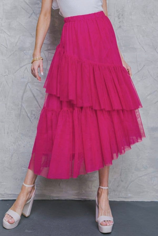 Calista Fuchsia Tulle Skirt - Tulle Skirt - essecoco