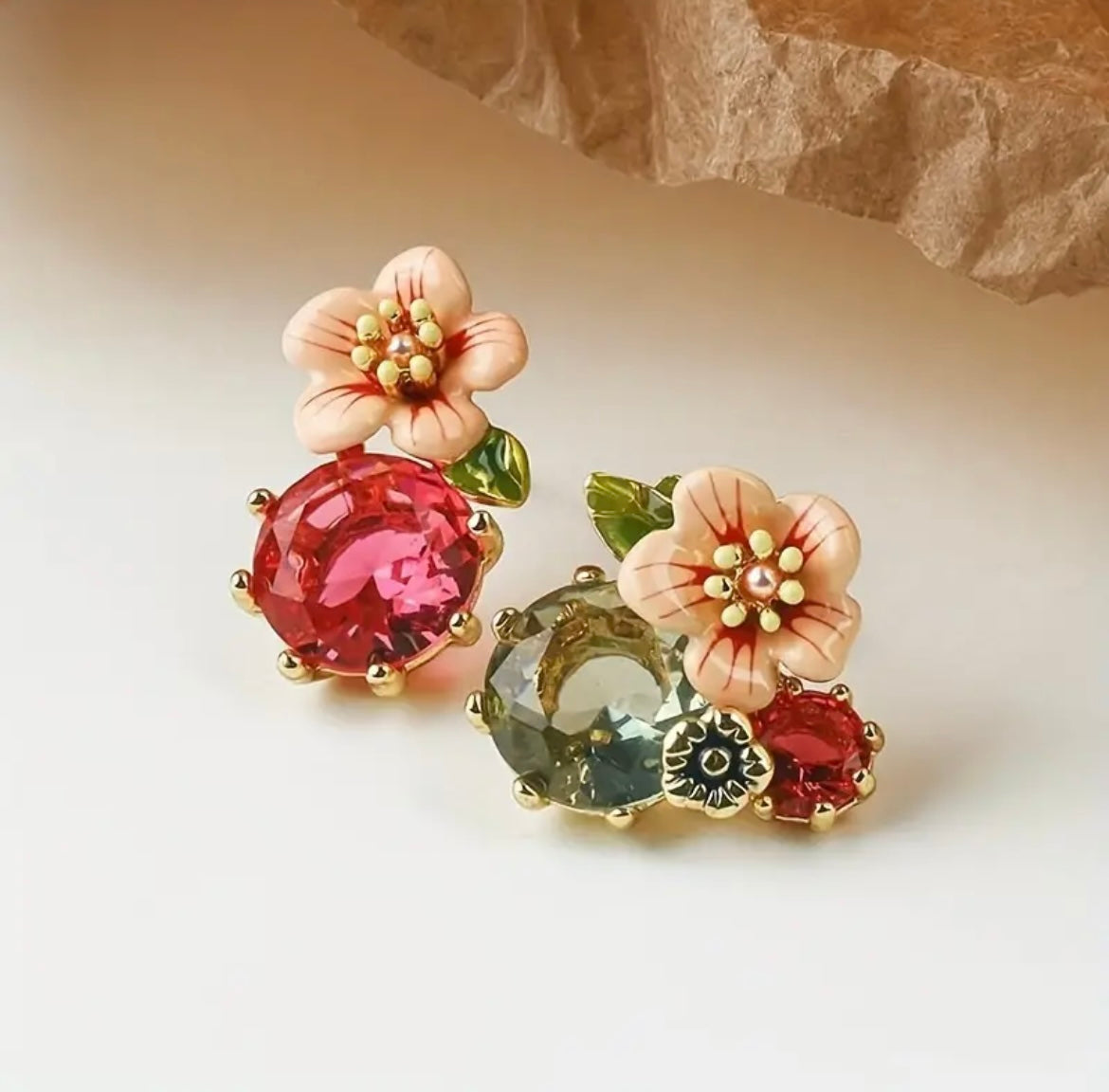 Exquisite Handmade Flower Crystal Earrings