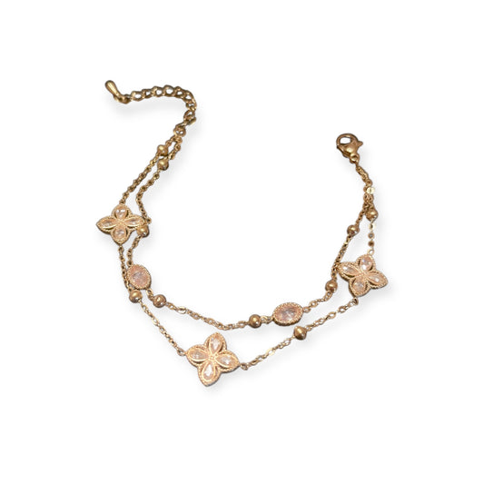 Vintage Boho 18K Gold Plated Flower Bracelet