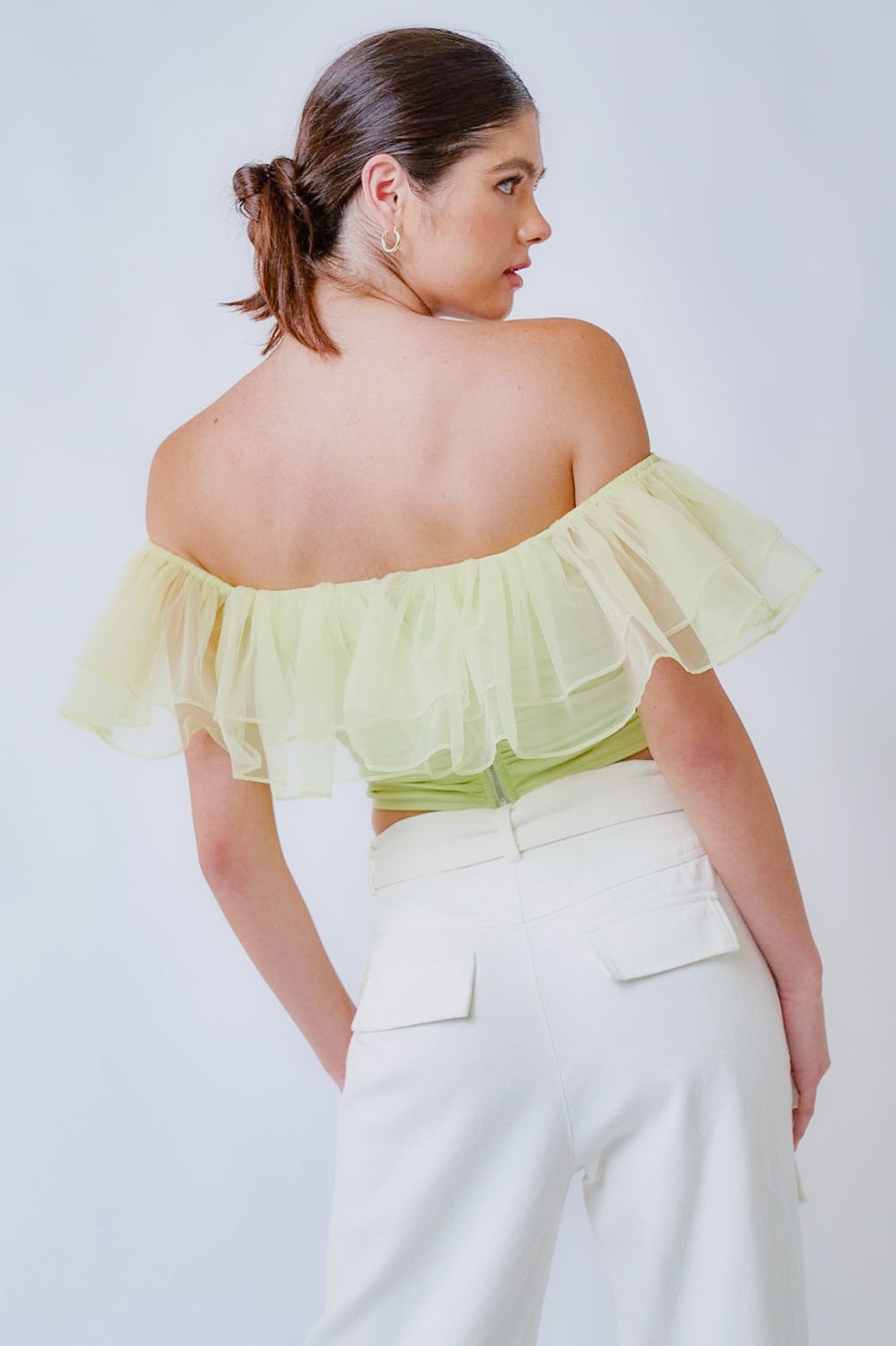 Brady Ruffle Lime Top - Crop Top - essecoco
