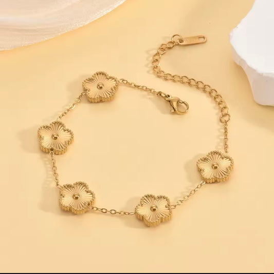 Golden Stainless Steel Clover Bracelet