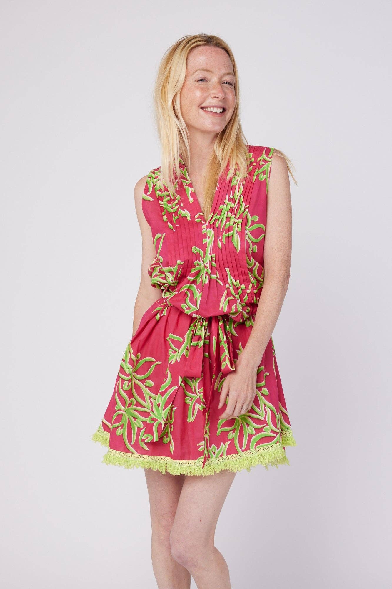 Felice Resort Spring Summer Dress Pink Green Spring