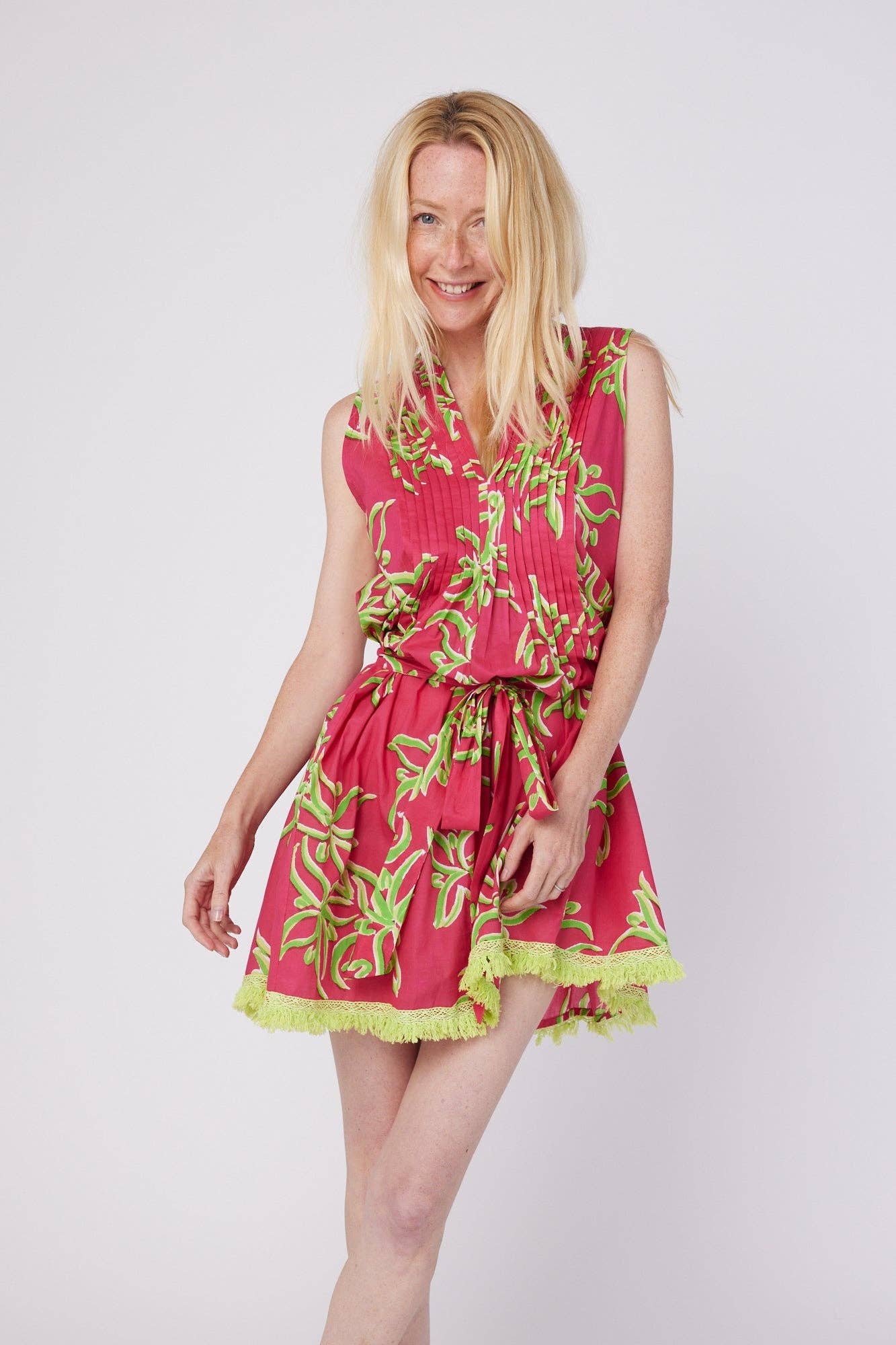 Felice Resort Spring Summer Dress Pink Green Spring