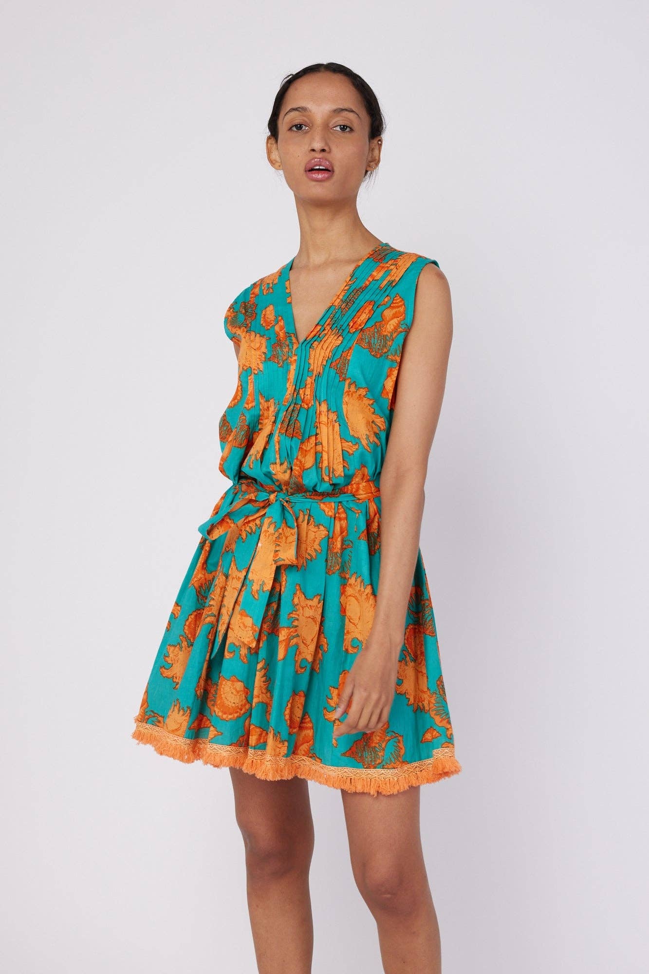 Felice Resort Spring Summer Dress Turquoise Orange Shells