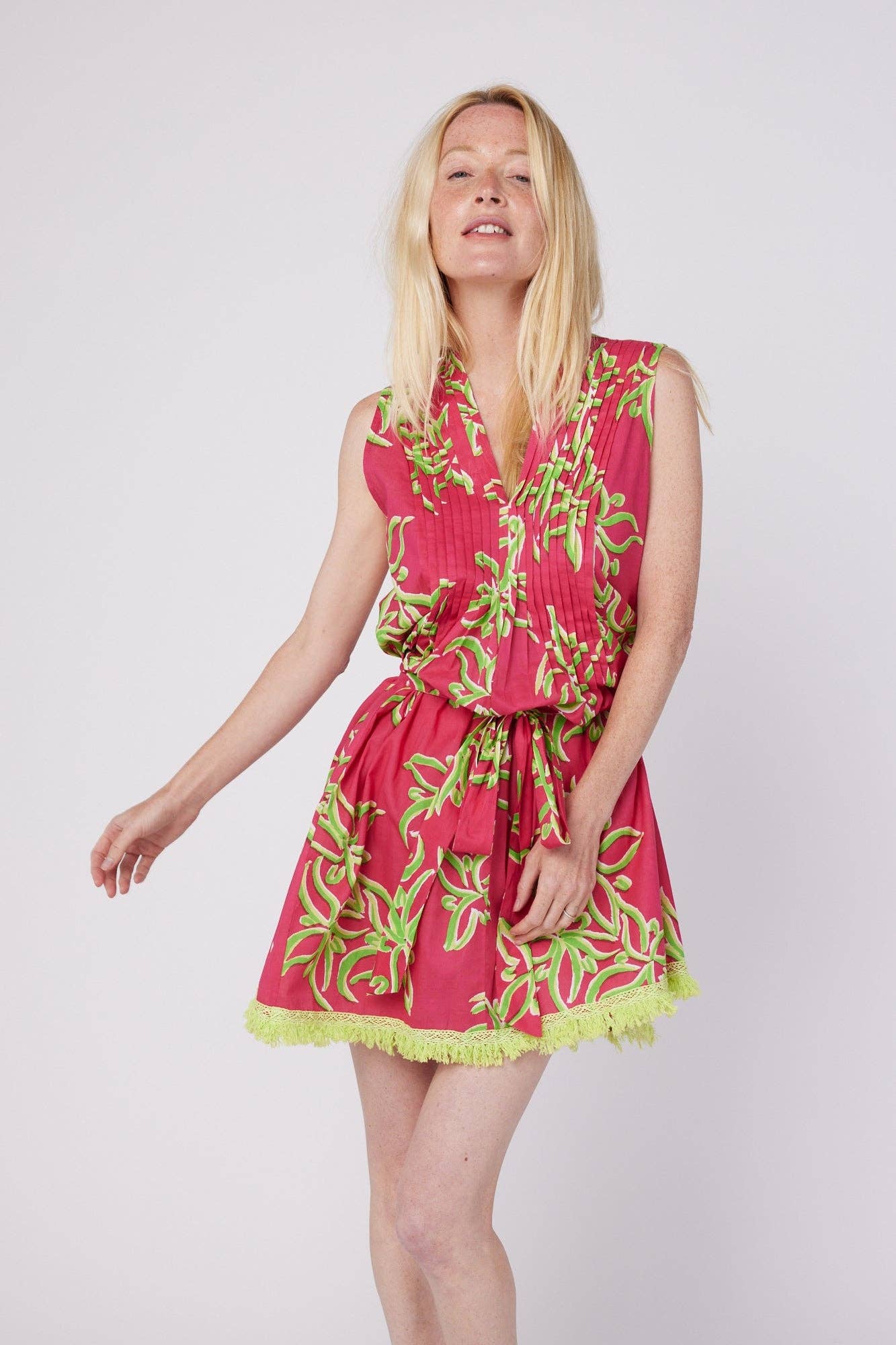 Felice Resort Spring Summer Dress Pink Green Spring
