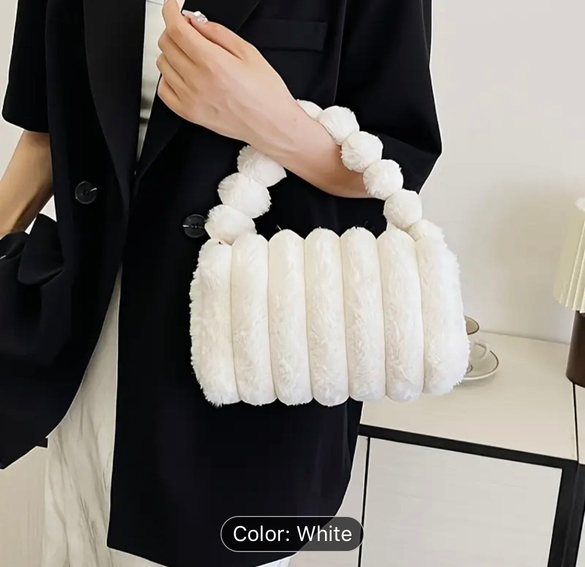 Chic Quilted Faux Fur Crossbody Bag